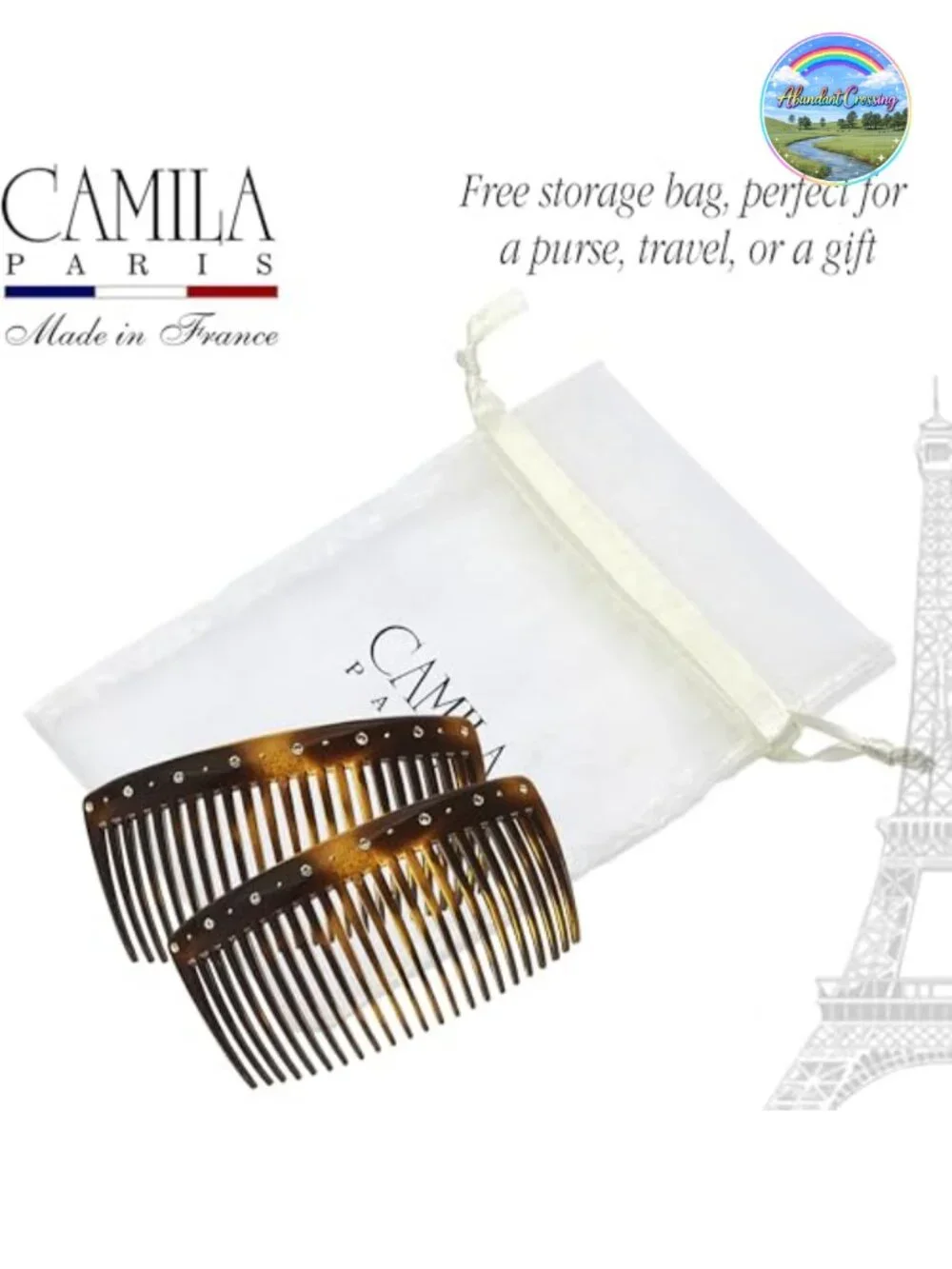 Swarovski Crystal Side Combs - Strong Hold Hair Comb for Bun Chignon Up-Do